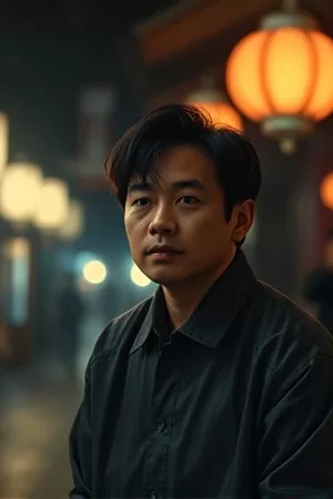 《深夜食堂的第七桌》海报，昏黄灯光下的一张空木桌
